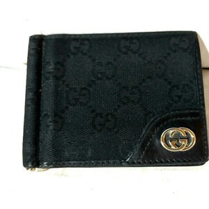 Gucci GG  unisex black canvas/ leather wallet